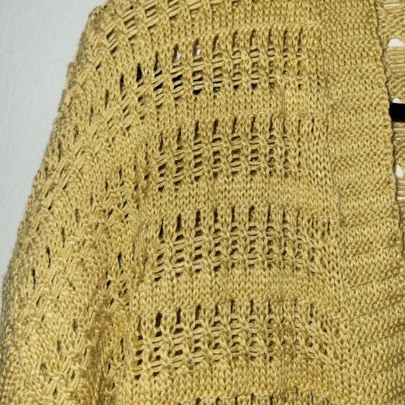 Marled Mustard Yellow Open-Front Knit Cardigan - Picture 4 of 12